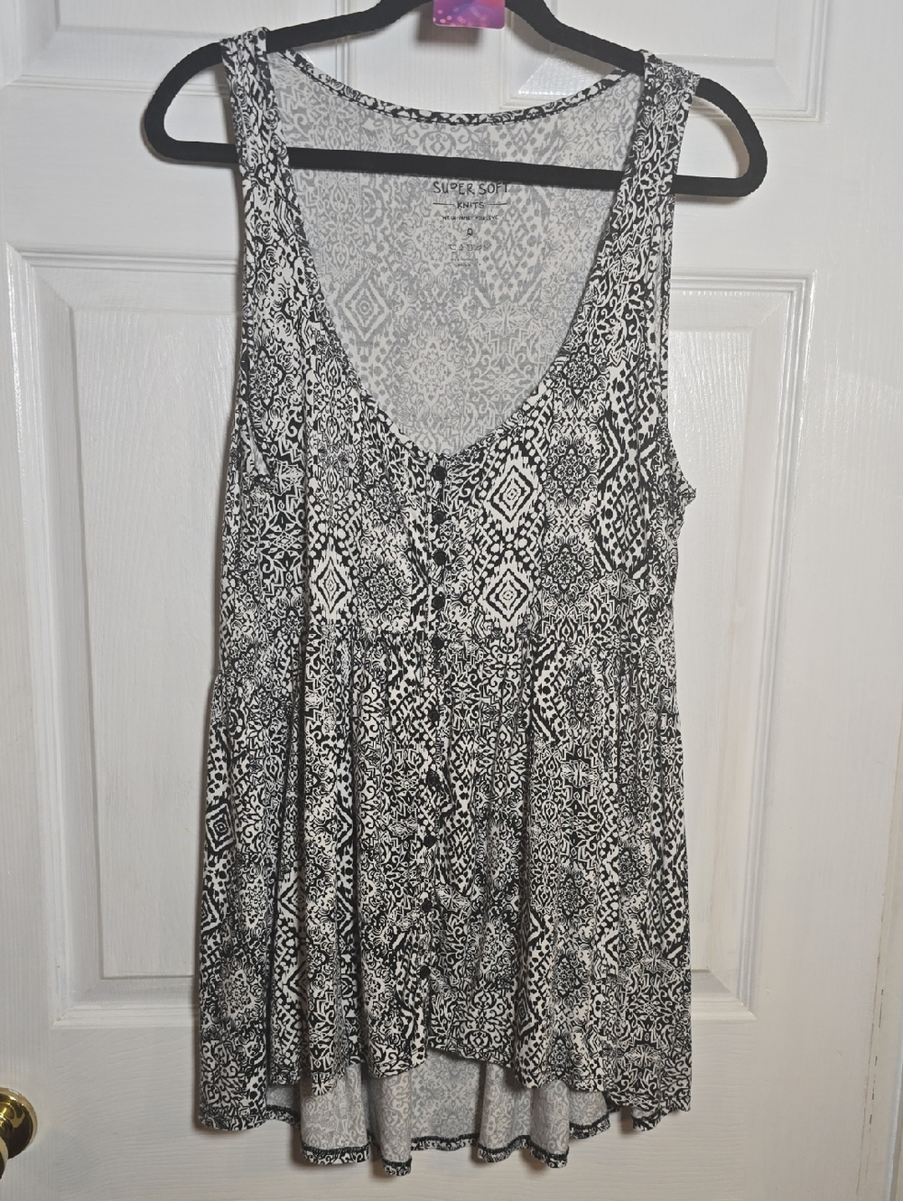 185 Torrid 0 L XL Black & White Abstract Print Tunic
